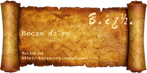Becze Örs névjegykártya